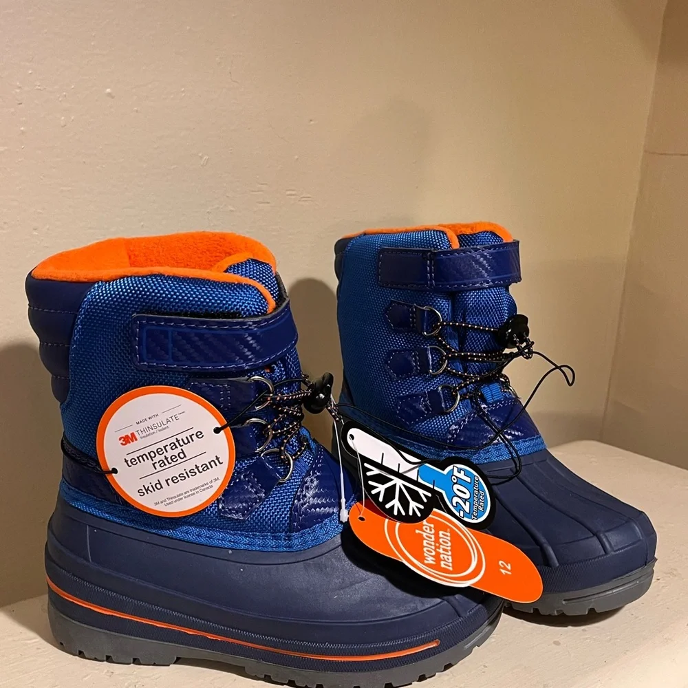 Wonder Nation Kids' Blue and Orange Snow Boots